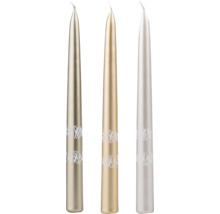 Tri stolové sviečky s dekoráciou