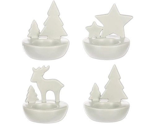 Svietnik porcelánový na čajovú sviečku Sada svietnikov s rôznymi vianočnými motívmi