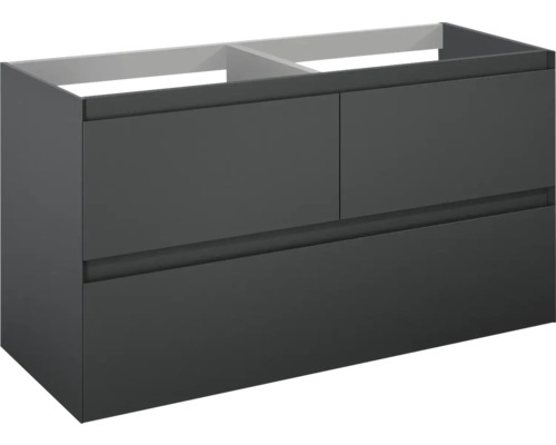 Kúpeľňová skrinka pod umývadlo Jungborn DECEM antracit 120 x 63,5 x 45,8 cm 168182 Skrinka pod umývadlo s dvomi zásuvkami