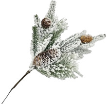 Dekoratívna jedľová vetva so snehom a šiškami