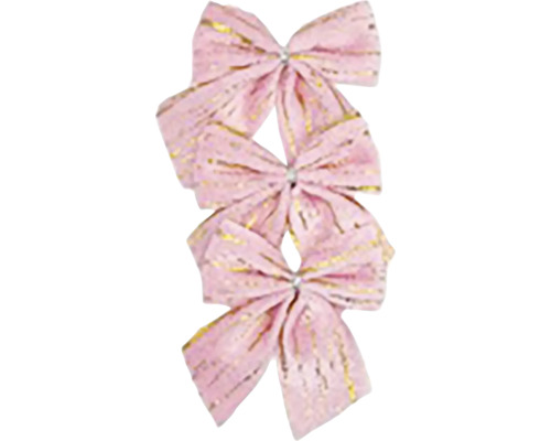 Sada 3ks mašlí satén/lesk 11cm, ružová Tri ozdobné mašle pre slávnostné dekorácie