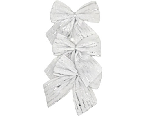 Sada 3ks mašlí satén/lesk 11cm, biela Tri mašle na ozdobu