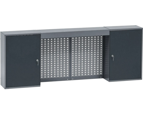 Závesná skrinka k pracovnému stolu s dierovanou stenou a dvoma uzamykateľnými skrinkami