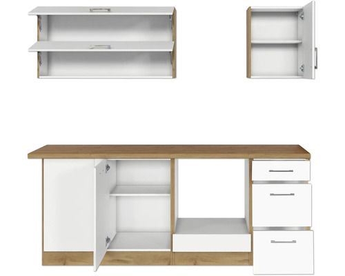 Kuchynská linka so závesnými skrinkami, spodnými skrinkami a zásuvkami