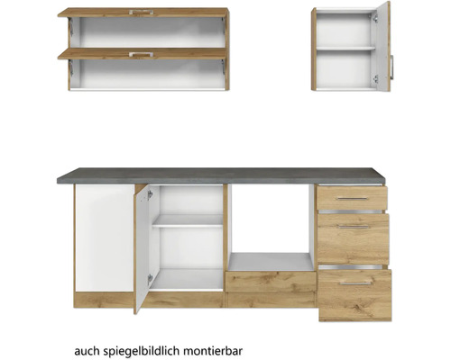 Kuchynská linka so závesnými skrinkami, spodnými skrinkami a zásuvkami