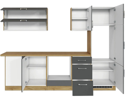 Kuchynská linka so skrinkami, zásuvkami a pracovnou doskou