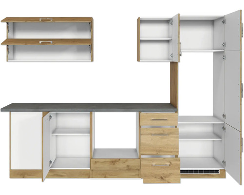 Kuchynská linka s pracovnou doskou, zásuvkami a skrinkami