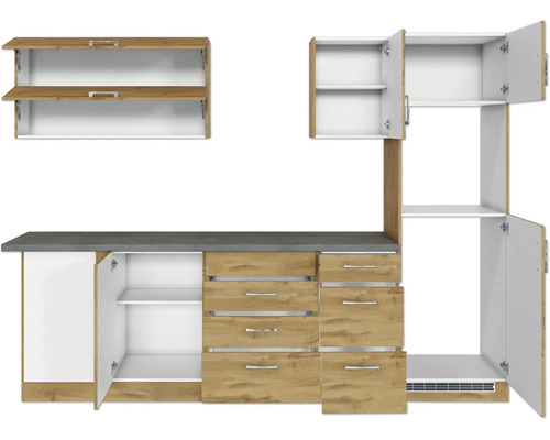 Kuchynská linka so skrinkami, zásuvkami a pracovnou doskou