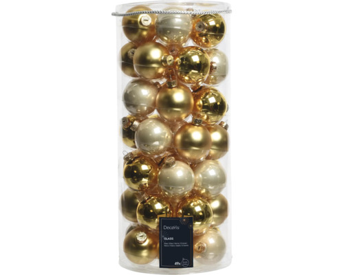 Sada 49 sklenených vianočných gúľ