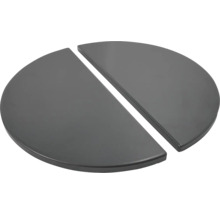 Dve sivé, polkruhové dosky stola