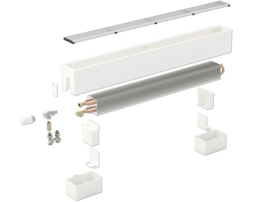 Rozkreslený pohľad na radiátor s príslušenstvom