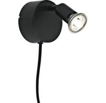Čierna nástenná lampa s káblom