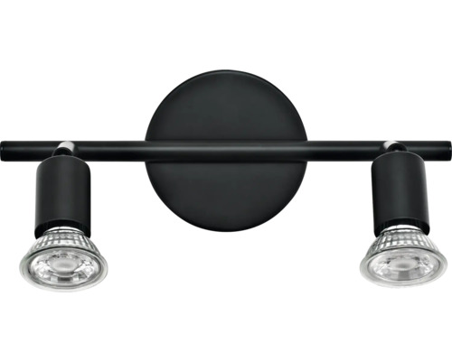 Čierne nástenné svietidlo s dvoma reflektormi