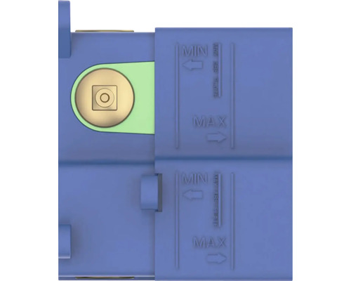 Detailný pohľad na ukazovateľ hladiny s označením minima a maxima