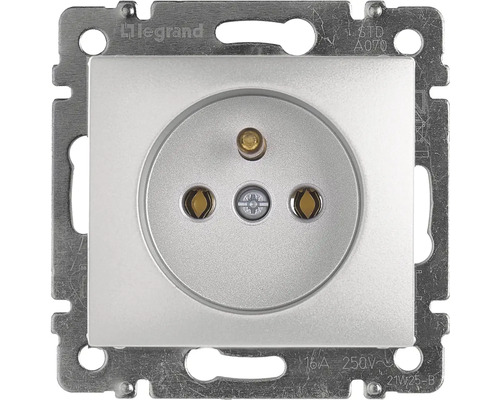 Zásuvka Legrand Valena 770196 metalíza/strieborná (rámček nie je súčasťou produktu) Zásuvka s kolíkom
