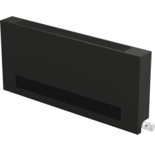 Čierny radiátor s termostatickým ventilom na montáž na podlahu