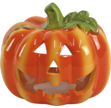 Keramický svietnik v tvare tekvice pre halloweensku dekoráciu