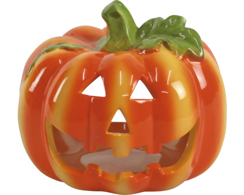 Keramický svietnik v tvare tekvice pre halloweensku dekoráciu