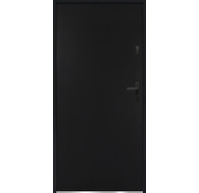 Zatvorené tmavé vchodové dvere s kľučkou a zámkom