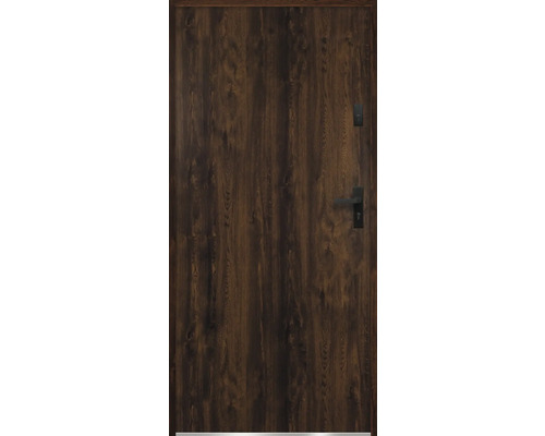 Hnedé vchodové dvere s kľučkou a zámkom