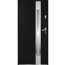 Čierne vchodové dvere so sklenenou vložkou