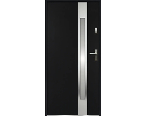 Čierne vchodové dvere so sklenenou vložkou