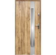 Vchodové dvere s dreveným dekorom a skleneným prvkom