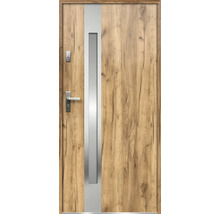 Vchodové dvere s drevenou štruktúrou a sklenenou vložkou