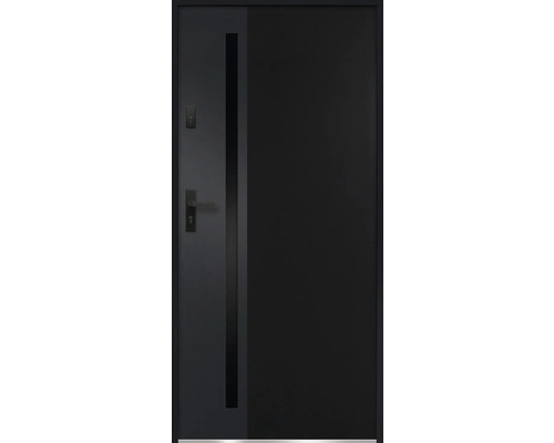 Tmavé vchodové dvere s kľučkou a zámkom