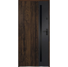 Vchodové dvere s dreveným dekorom a úzkym skleneným prvkom