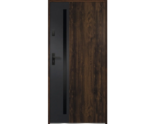 Kovové vchodové dvere S68 Arteo 90 P orech otváranie dovnútra Vchodové dvere s dreveným vzhľadom a moderným dizajnom