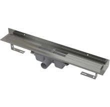 Nerezový sprchový žľab s upevňovacími uholníkmi a odtokovým telesom