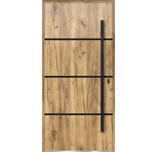 Drevené dvere s vodorovnými a zvislými ozdobnými prvkami