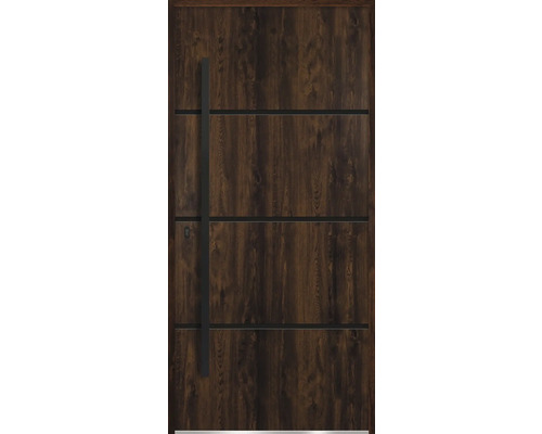 Drevené dvere s madlom a vodorovnými vložkami