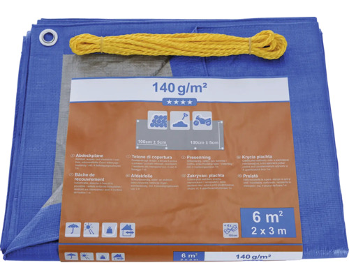 Modrá krycia plachta, 2 krát 3 metre, 140 gramov na meter štvorcový