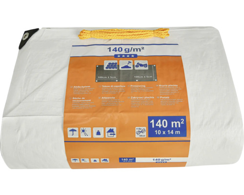 Balená plachta s lanom, 140 gramov na meter štvorcový, 10 x 14 metrov