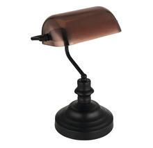 Stolová lampa Globo 2491C ANTIQUE E27 60 W čierna/matná/sklo meď