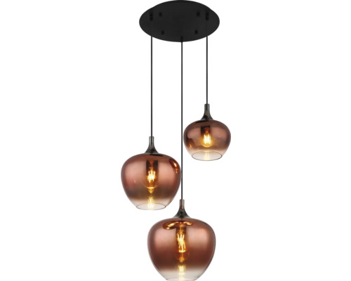 Závesné svietidlo s tromi sklenenými tienidlami