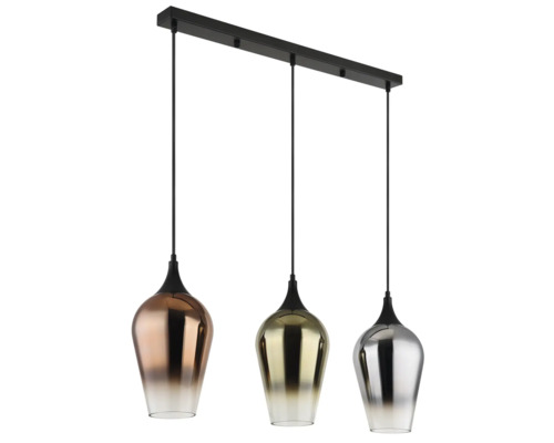 Závesné svietidlo s tromi sklenenými tienidlami v rôznych prevedeniach