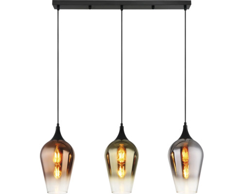 Závesné svietidlo s tromi sklenenými tienidlami