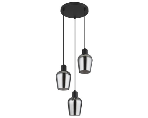 Závesné svietidlo s tromi svetlami, kov a kábel