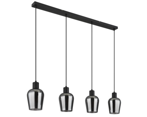Závesná lampa so štyrmi svetlami a čiernym nosníkom