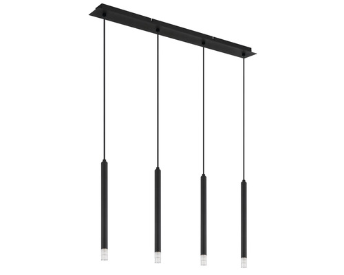 Čierne závesné svietidlo so štyrmi žiarovkami