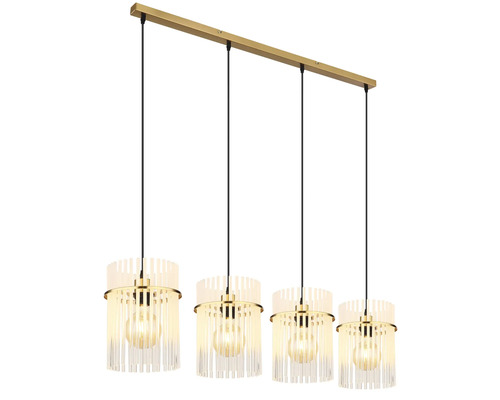 Závesné svietidlo so štyrmi žiarovkami a plastovými tienidlami