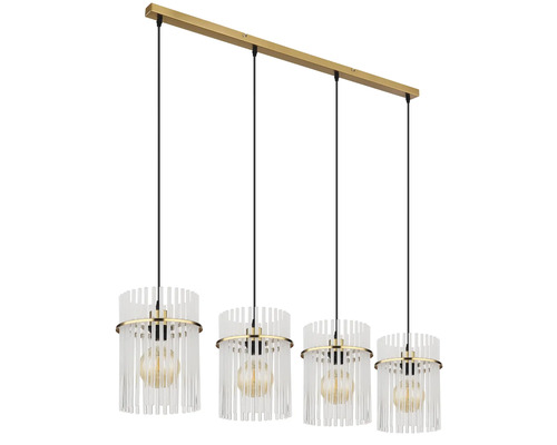 Závesná lampa so štyrmi svetlami a priehľadným tienidlom