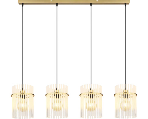 Závesné svietidlo so štyrmi svetlami a priehľadnými tienidlami