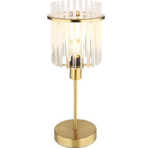 Stolná lampa so skleneným tienidlom a kovovou základňou