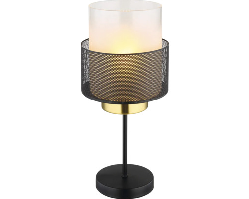 Stolná lampa so skleneným a kovovým tienidlom