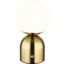 Stolná lampa s guľovitým tienidlom a kovovou základňou