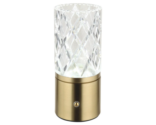 Dekoratívna stolná lampa s krištáľovým skleneným tienidlom a zlatavou kovovou základňou